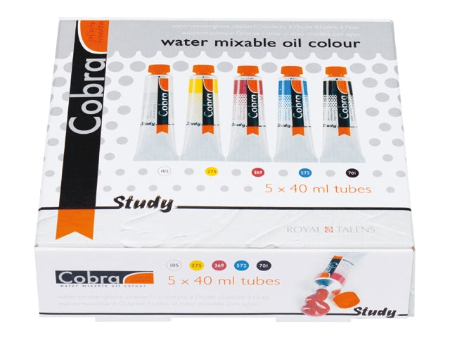 Primaire Kleuren Set 5X40 ml Cobra Study Waterverdunbare Olieverf