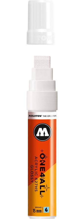 627HS 15mm GLOSSY WHITE Molotow One4All Acryl Marker