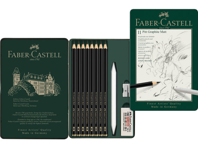 Pitt Graphite Matt Set 11 in blik Faber Castell