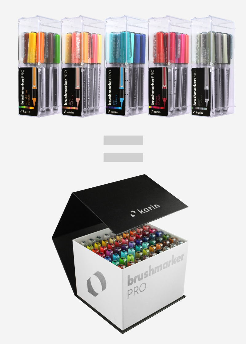 Brushmarker PRO Set Mega Box 60 colours + 3 blenders Karin