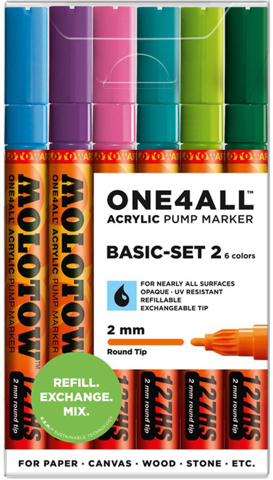 127HS Basic Set 2 - 2mm (6x) Molotow One4All Acryl Marker