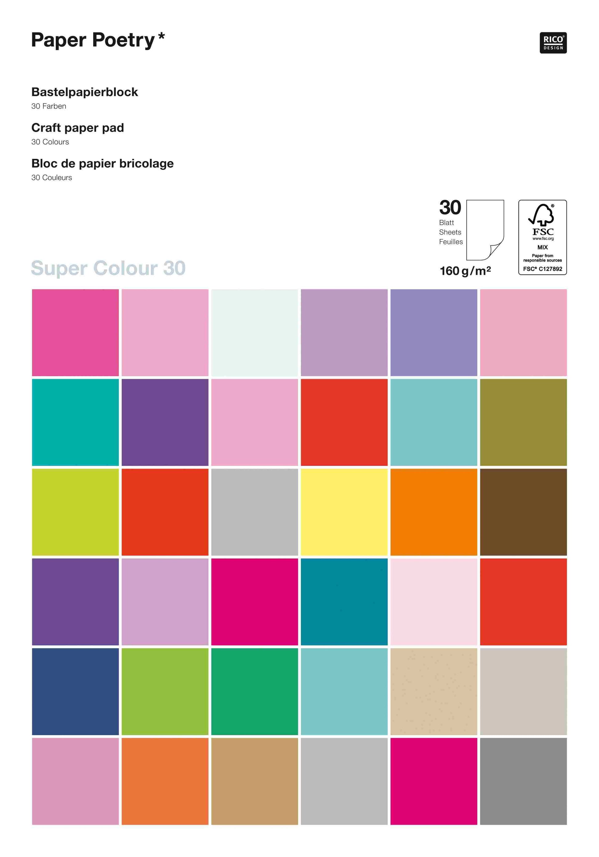 A4 Knutselpapier Blok Super Colour 30 300 grams  Rico Design