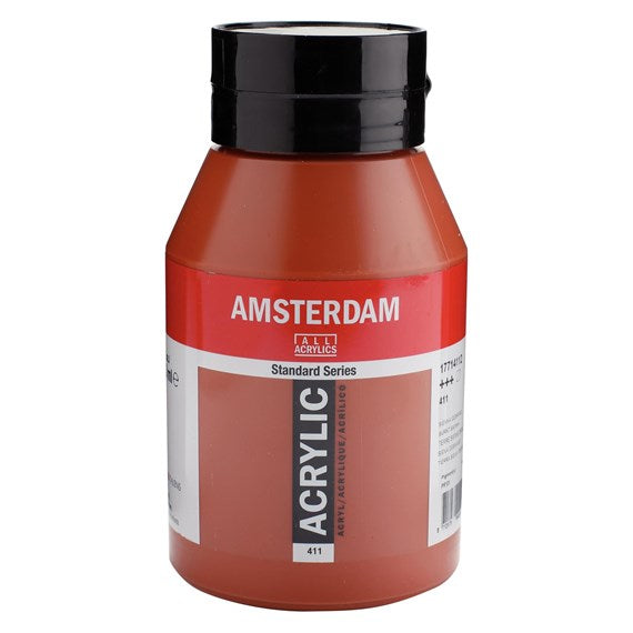 411  Sienna Gebrand 1 liter Acryl 1000ml  pot Amsterdam