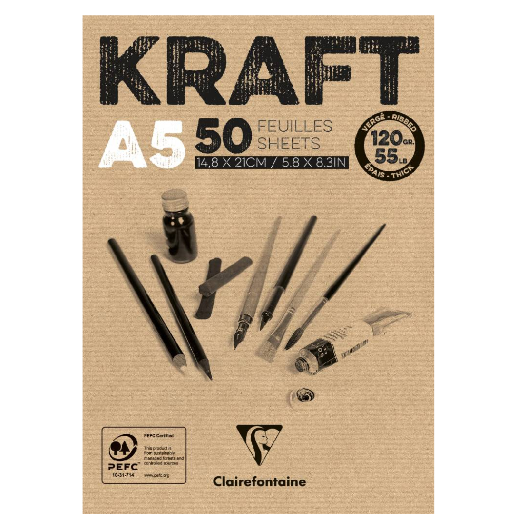 KRAFT bruin papier A5 50vel 120gr Clairefontaine