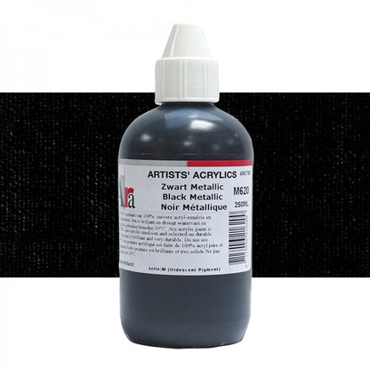 ARA 250ml  M620  ZWART METALLIC Artists Acrylics