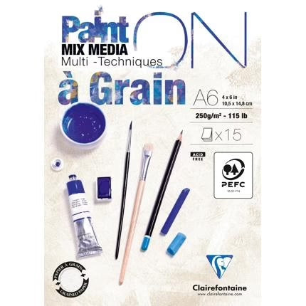 Paint-On A6 15 vel 250gr a Grain Clairefontaine (structuur) Wit