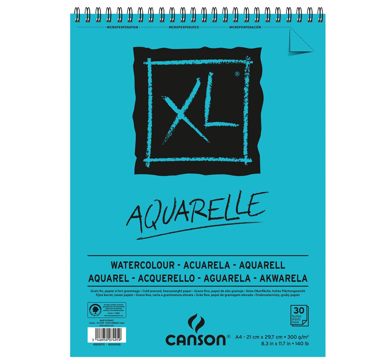 Aquarelle XL A4 300 gr Waterverf Papier Canson Spiraal Blok