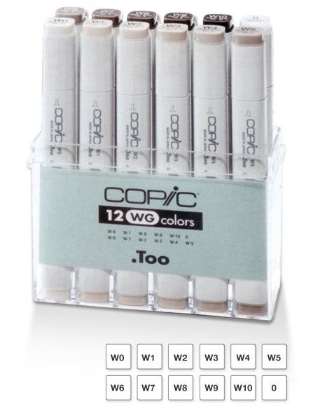 Copic markers warm Grey 12 kleuren Set