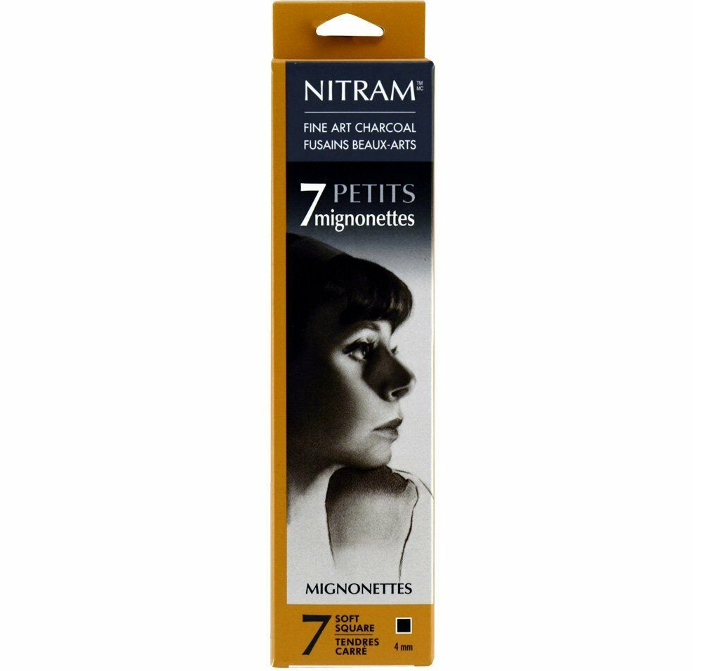 Charcoal (Houtskool) vierkant Mignonettes 4mm Nitram Fine Art