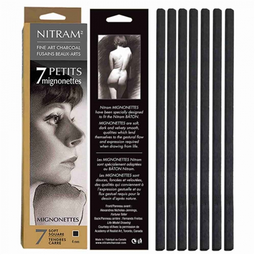 Charcoal (Houtskool) vierkant Mignonettes 4mm Nitram Fine Art