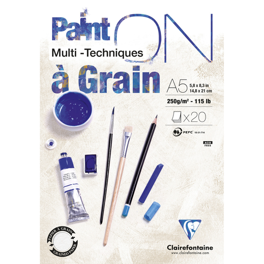 Paint-On A5 20 vel 250gr  a Grain Clairefontaine (structuur) Wit