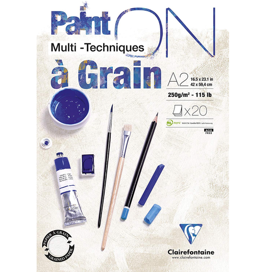 Paint-On A2 20 vel 250gr a Grain Clairefontaine (structuur) Wit