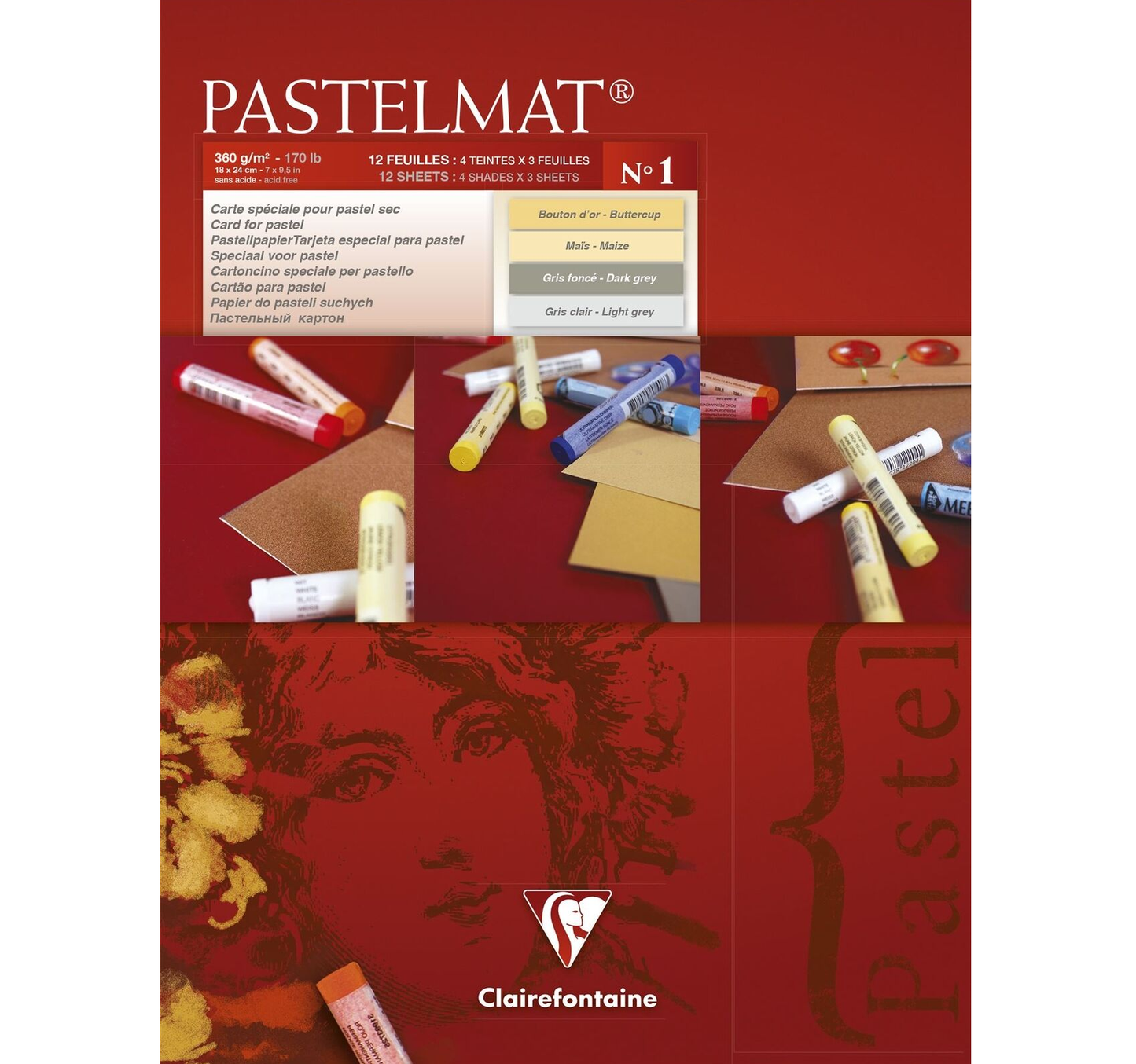 Pastelmat No. 1 (Creme/grijs) 360gr 30x40 Clairefontaine Gekleurd Pastelpapier