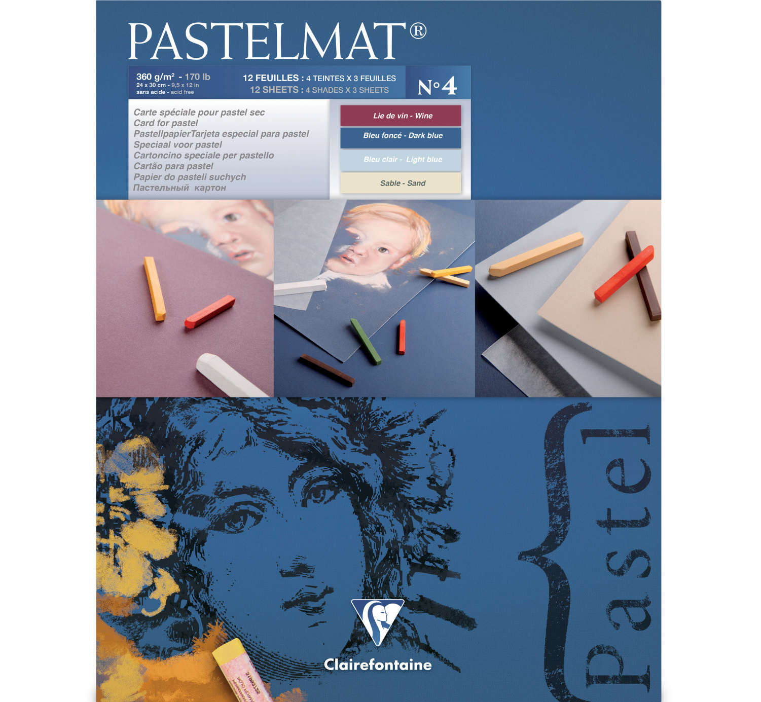 Pastelmat No. 4 (Blauw) 360gr 30x40 Clairefontaine Gekleurd Pastelpapier