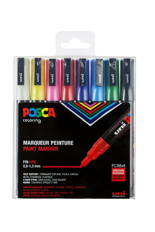 Posca PC3M/8 set medium dunne punt verf stiften