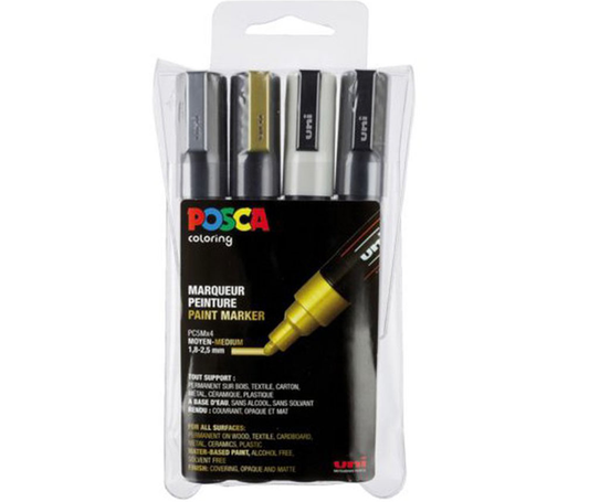 Posca PC5M/4 4A ASS09set medium punt verf stiften