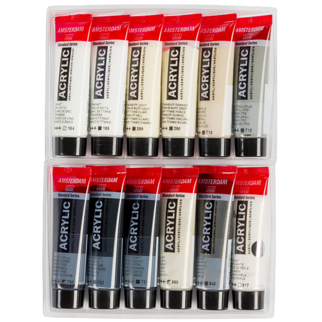 Amsterdam Acrylverf Set Grey 12x20 ml