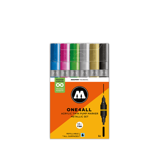 Twin Marker Metallic Set (6x) One4All Molotow Acryl Marker