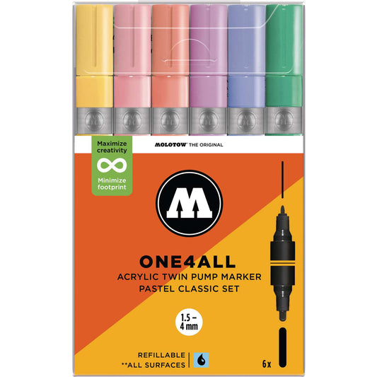 Twin Marker Pastel Classic Set (6x) One4All Molotow Acryl Marker