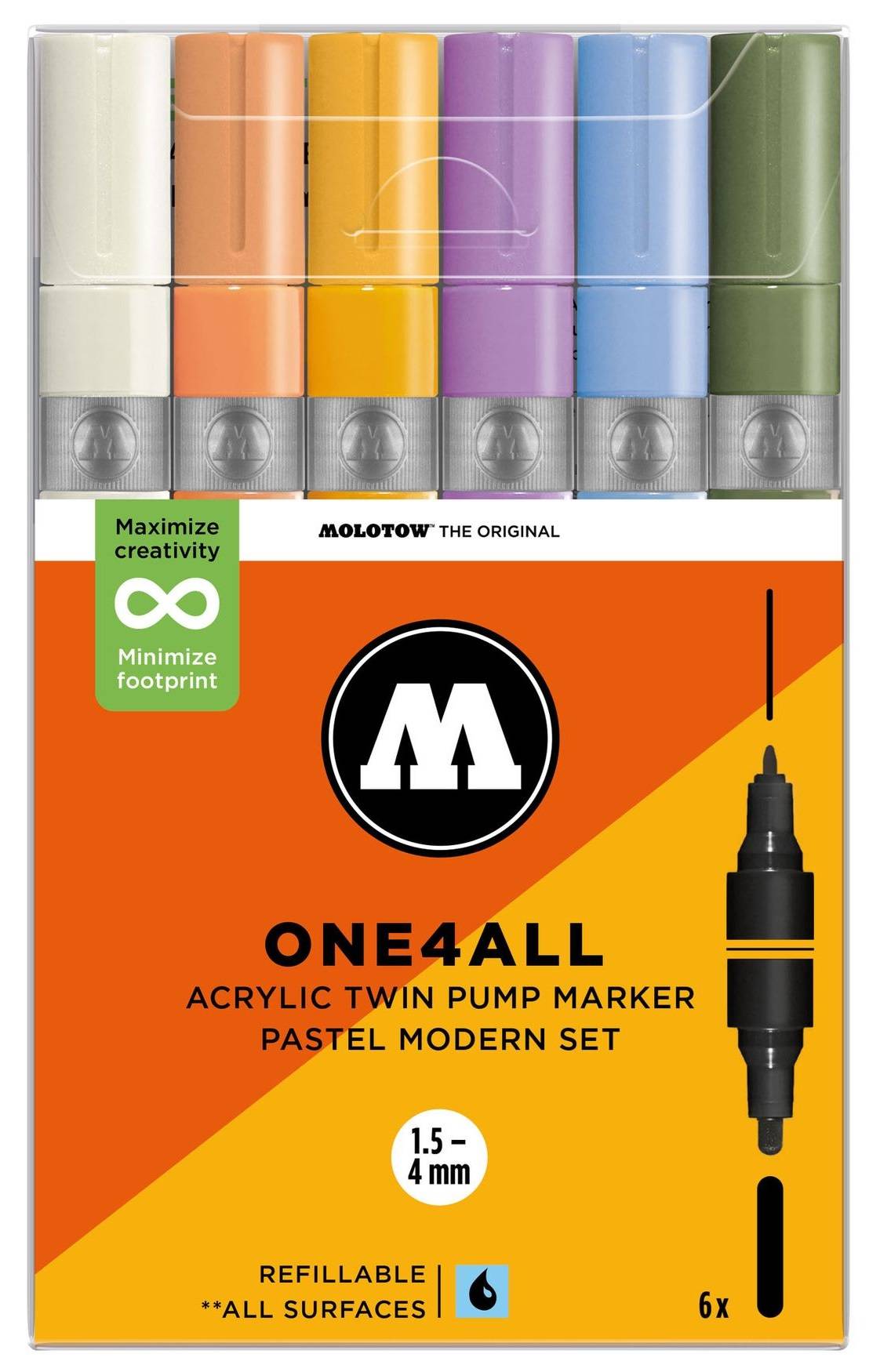 Twin Marker Pastel Modern Set (6x) One4All Molotow Acryl Marker