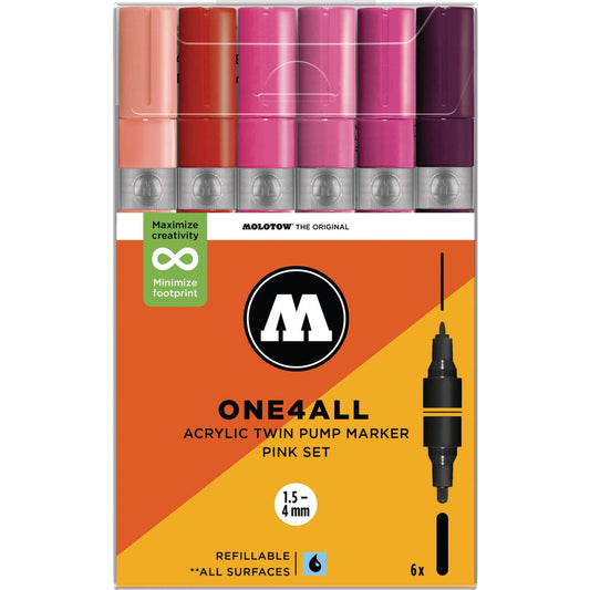 Twin Marker Pink Set (6x) One4All Molotow Acryl Marker